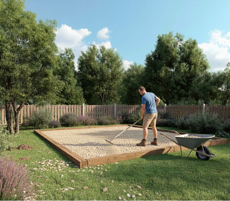 Creating gravel area for shed easyshedplans.com